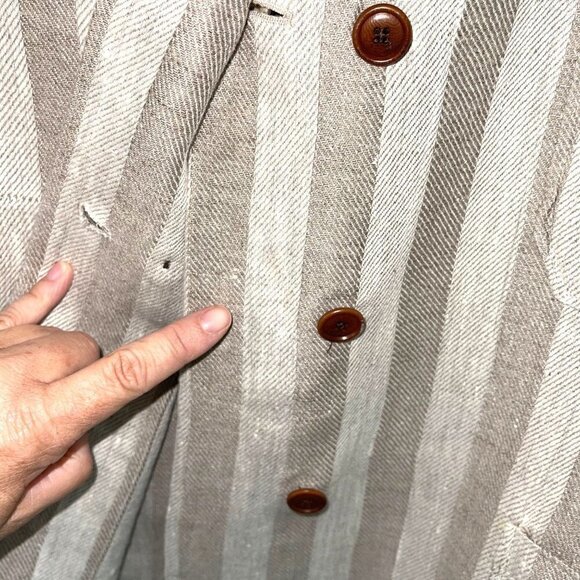 Hye Sun Mun Striped Linen Hutton Jacket Womens Size Large Handmade Made In USA - Picture 9 of 10